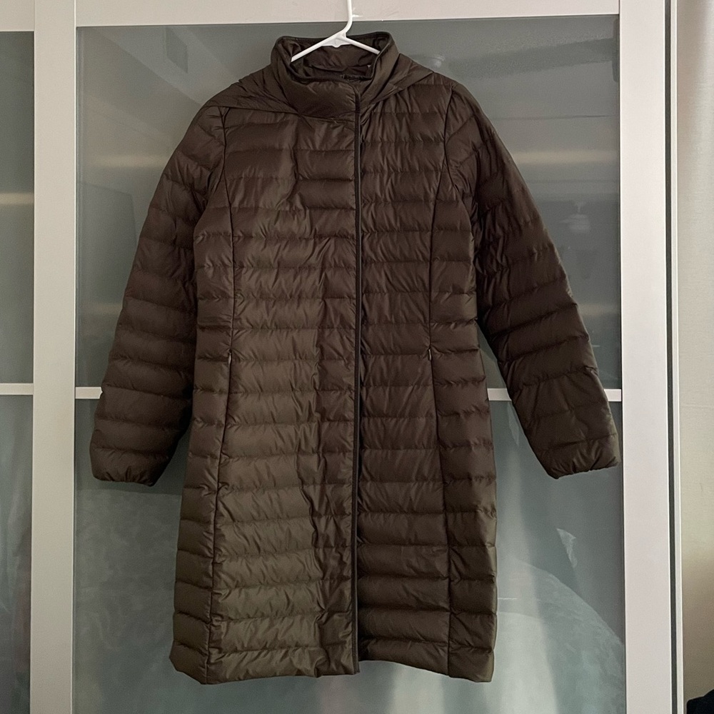 COLE HAAN Olive Hooded Packable Down Fill Puffer Coat